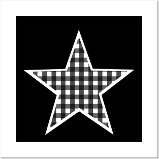 White and Black Gingham Star Posters and Art